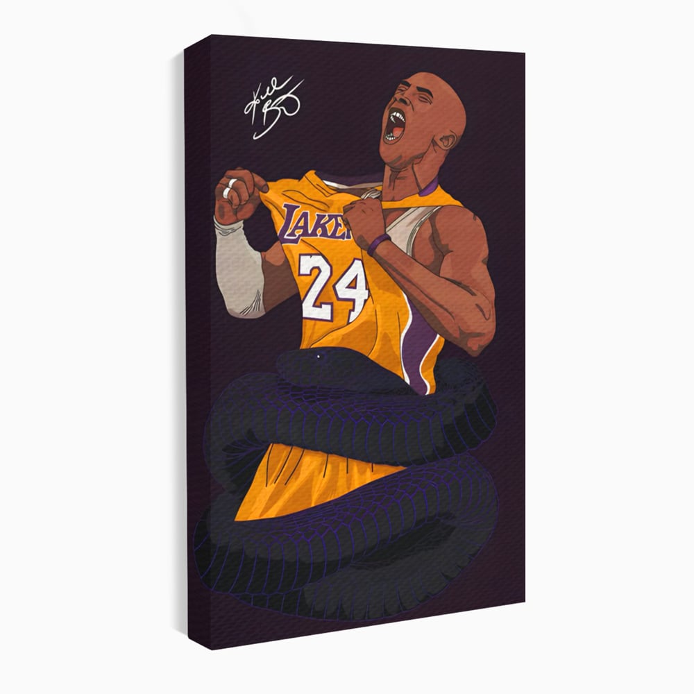 Tablou canvas cu ilustratie digitala portret kobe bryant, fara rama, pe sasiu de lemn
